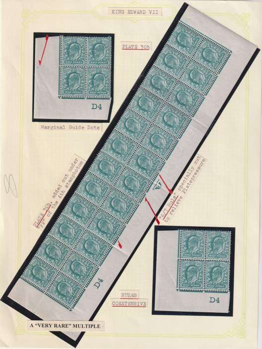 GREAT BRITAIN 1902 KEV11 1/2d MULTIPLES WRITTEN UP-SUPERB!
