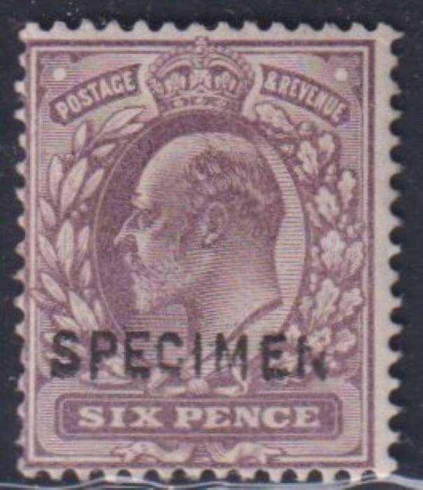 GREAT BRITAIN 1902 KEV11 RARE 6d "SPECIMEN" SG 245s CV £400