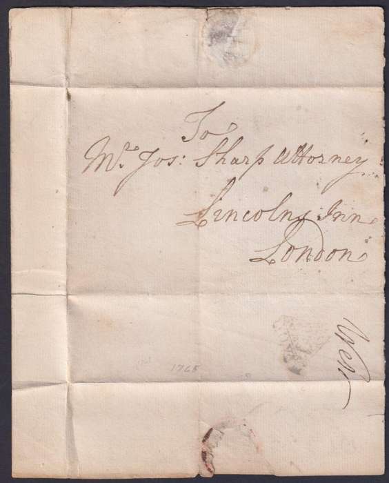 GREAT BRITAIN 1768 1d LONDON "DOCKWRA" LINCOLN'S INN