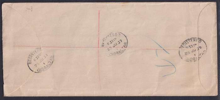 GIBRALTAR KGV REG COVER & FIJI POSTCARD