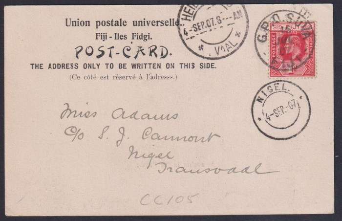 GIBRALTAR KGV REG COVER & FIJI POSTCARD