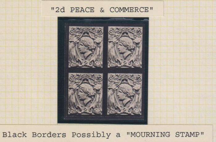 GREAT BRITAIN KING EDWARD V11 ESSAY 2d "PEACE & COMMERCE" BLOCK