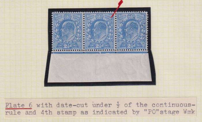 GREAT BRITAIN KING EDWARD V11 1911 2 1/2d BRIGHT BLUE STRIP SG 276 CV £415