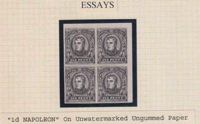 GB 1902 1d NAPOLEON ESSAY BLOCK OF 4