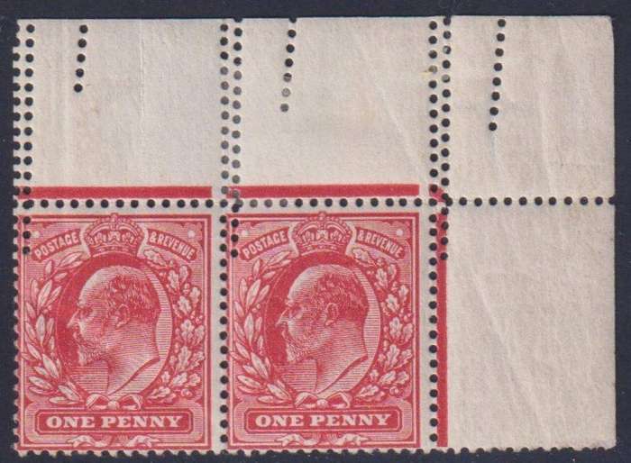 GREAT BRITAIN 1911 1d KEV11 MISPERFORATED PAIR