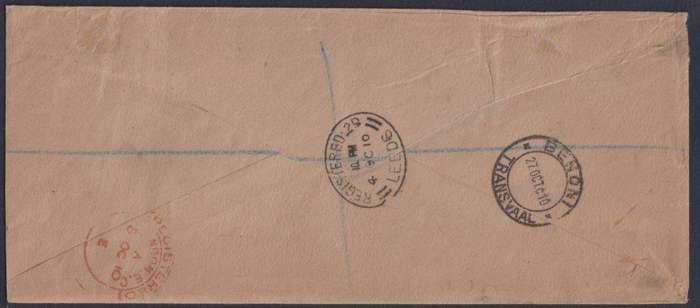 GREAT BRITAIN KEV11 6d ON OFFICIAL REG COVER TO SA