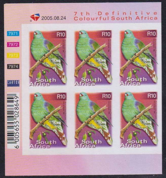 RSA 2005 7th DEFIN IMPERF R10 BIRD CYLINDER BLOCK OF 6 - UM