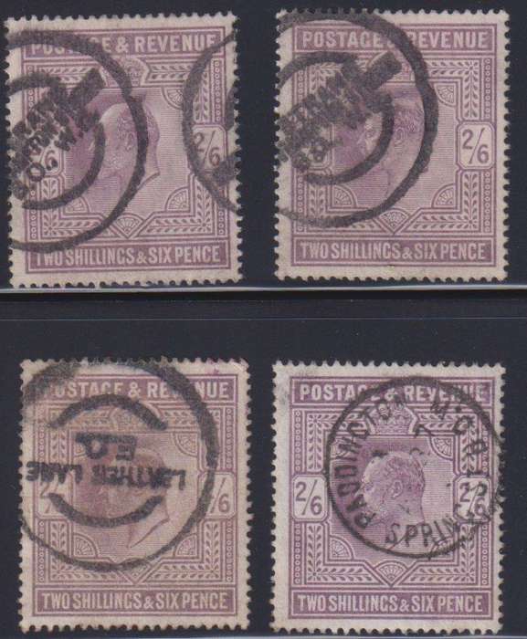 GREAT BRITAIN 1911  KEV11 SOMERSET HOUSE PRINTINGS SHADES OF THE 2/6 USED