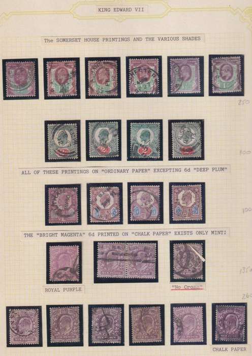 GREAT BRITAIN 1911  KEV11 SOMERSET HOUSE PRINTINGS & VARIETIES USED