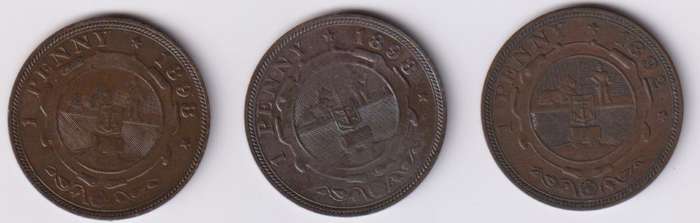 ZAR PENNY COLLECTION - 3 COINS - 1892 & 2 x 1898