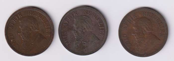 ZAR PENNY COLLECTION - 3 COINS - 1892 & 2 x 1898