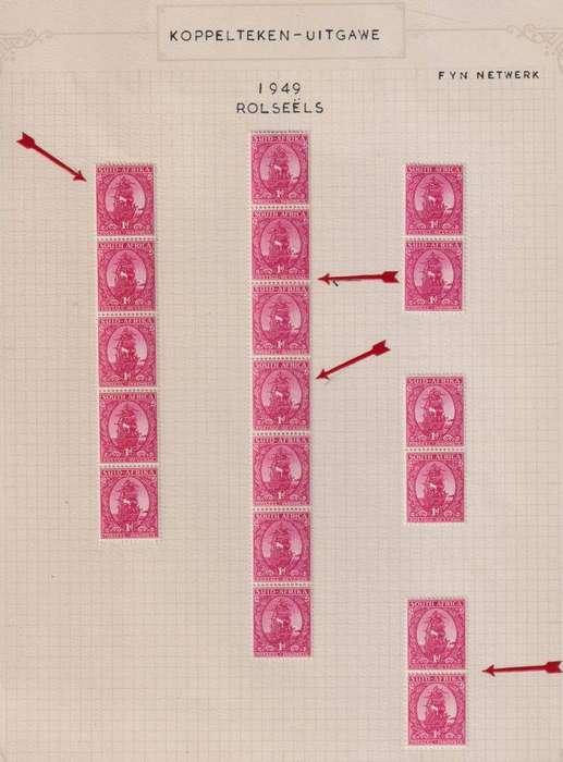 SA 1949 1d COILS - LOVELY SMALL STUDY WITH VARIETIES