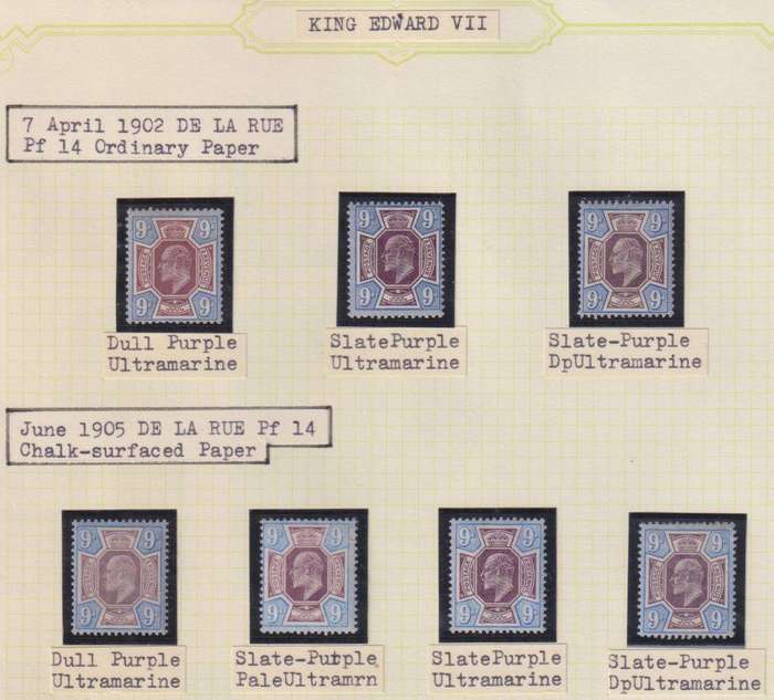 GREAT BRITAIN SUPERB LOT OF KEV11 9d's PAPERS/SHADES HIGH CV