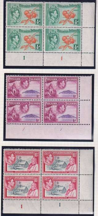 PITCAIRN ISLANDS 1940 KGV1 SET IN CONTROL BLOCKS - VERY SCARCE!!