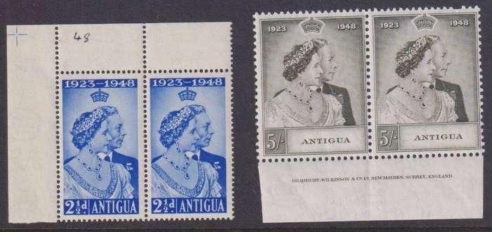 ANTIGUA 1948 ROYAL SILVER WEDDING INSCRIPTIONAL PAIR UNMOUNTED MINT