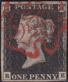 GREAT BRITAIN 1840 1d BLACK FINE USED PLATE 4