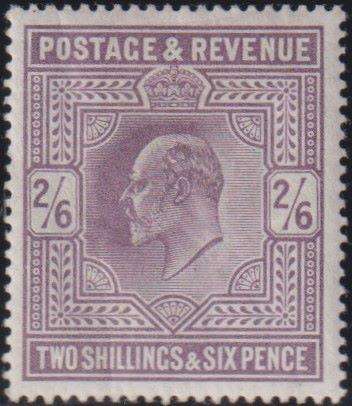 GREAT BRITAIN 1902 KEV11 2/6 DULL - PURPLE FINE MINT  SG 262 CV £350