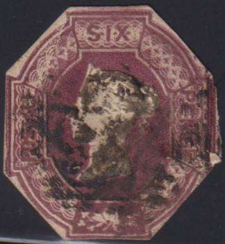 GB 1847 6d EMBOSSED CUT TO SHAPE  -  CV £1000