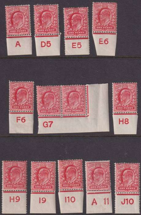 GREAT BRITAIN KEV11 SUPERB LIGHTLY HINGED LOT OF 1d CONTROLS
