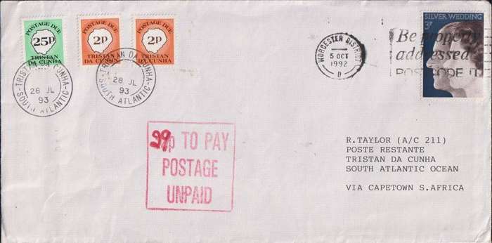 TRISTAN DA CUNHA POSTAGE DUES ON COVERS