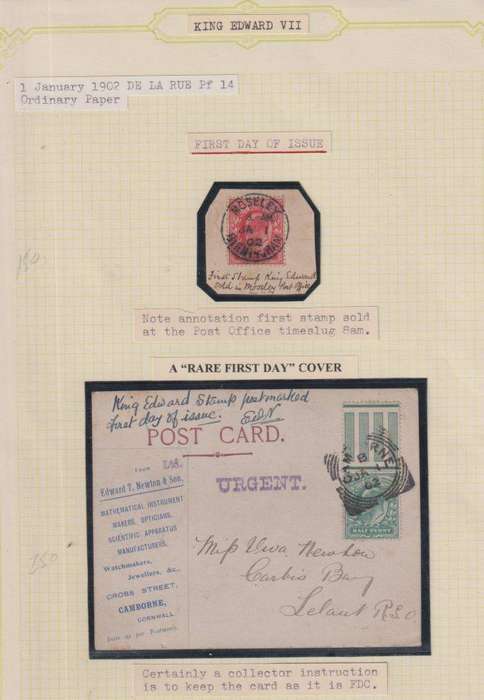 GREAT BRITAIN 1902 1/2d & 1d FIRST DAY OF USE - SCARCE & VERY UNUSUAL