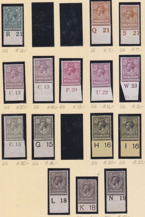 GREAT BRITAIN KGV SUPERB CONTROLS 4d - 9d ON PAGE