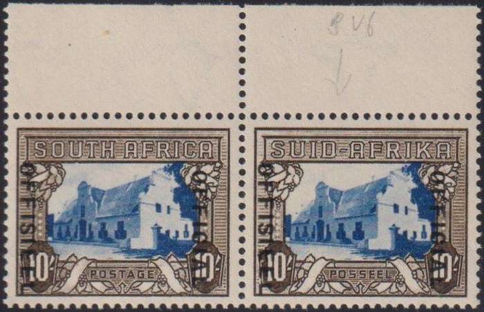 SA 1935 10/- OFFICIAL PAIR SUPERB UNMOUNTED MINT - SACC O34 CV R2000