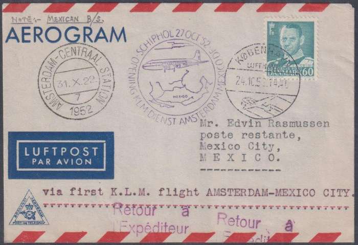 DENMARK SUPERB LOT OF AIRMAIL COVERS 1930's TO 1960's