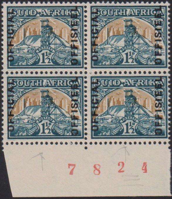 SA 1949 1 1/2d OFFICIAL SHEET # BLOCK UM - SACC O39 CV R3200