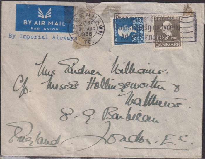 DENMARK SUPERB LOT OF AIRMAIL COVERS 1930's TO 1960's