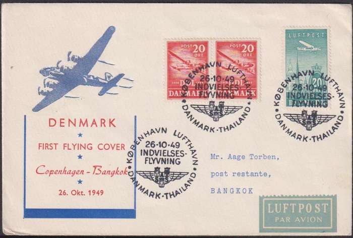 DENMARK SUPERB LOT OF AIRMAIL COVERS 1930's TO 1960's