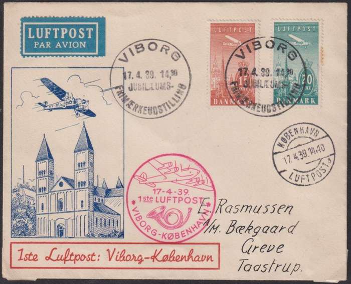 DENMARK SUPERB LOT OF AIRMAIL COVERS 1930's TO 1960's