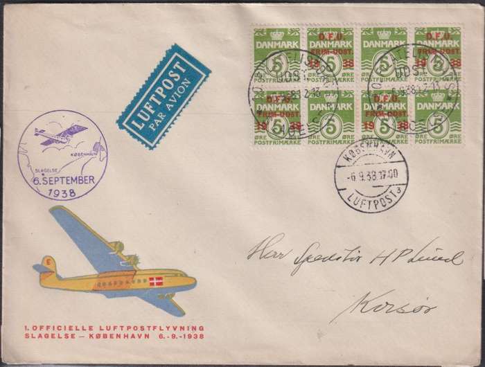 DENMARK SUPERB LOT OF AIRMAIL COVERS 1930's TO 1960's