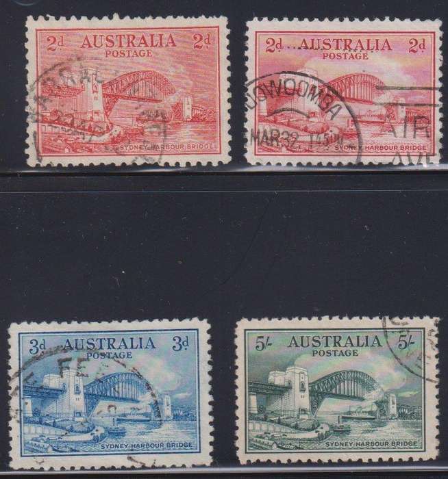 AUSTRALIA 1932 SYDNEY HARBOUR BRIDGE SET & 5/- KANGAROO FINE USED   £250