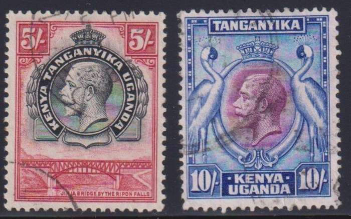 KUT 1935 KGV 5/- & 10/- SOUND USED SG 121/2 CV £158