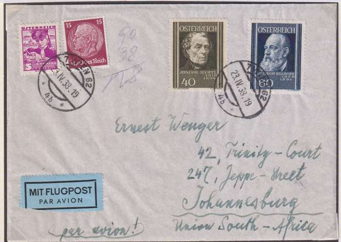 AUSTRIA - GERMANY 1938 COVERS MIXED STAMPS - ZEPPELINS
