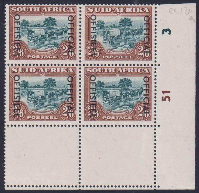 SA 1950 2/6 OFFICIAL CYL BLOCK  UM/MINT SACC O47a