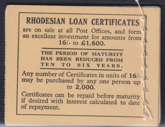 SOUTHERN RHODESIA SCARCE KGV1  1938 BOOKLET SACC R10,000