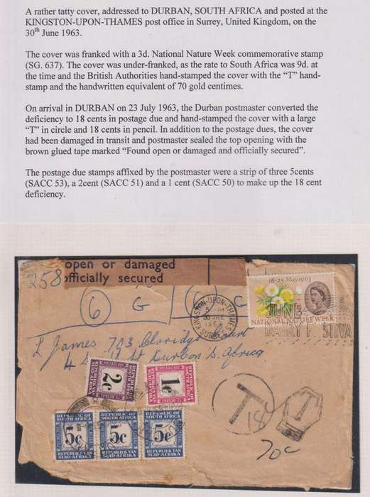 RSA POSTAGE DUES ON INCOMING COVERS - SUPERB LOT