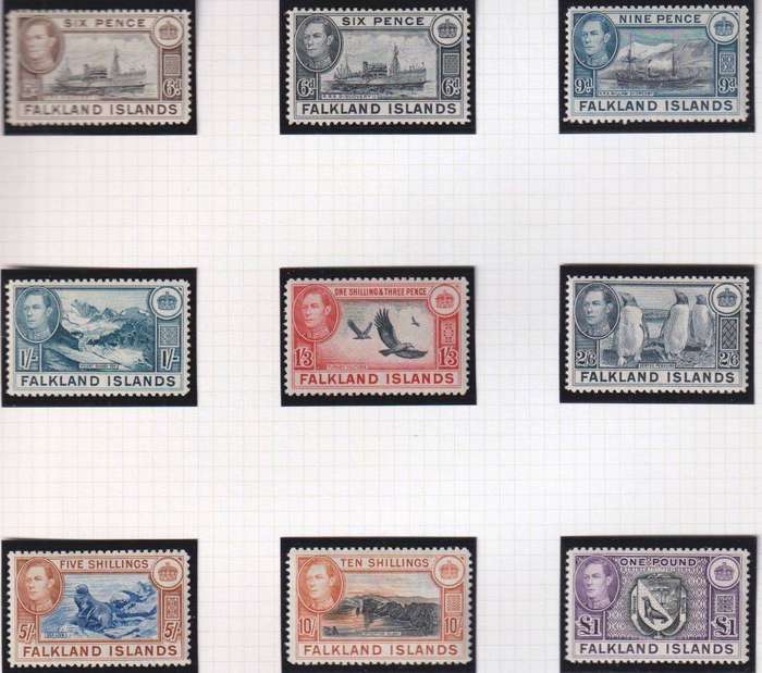 FALKLAND ISLANDS KGV1 SET FINE MINT SG 146-63 CV £475