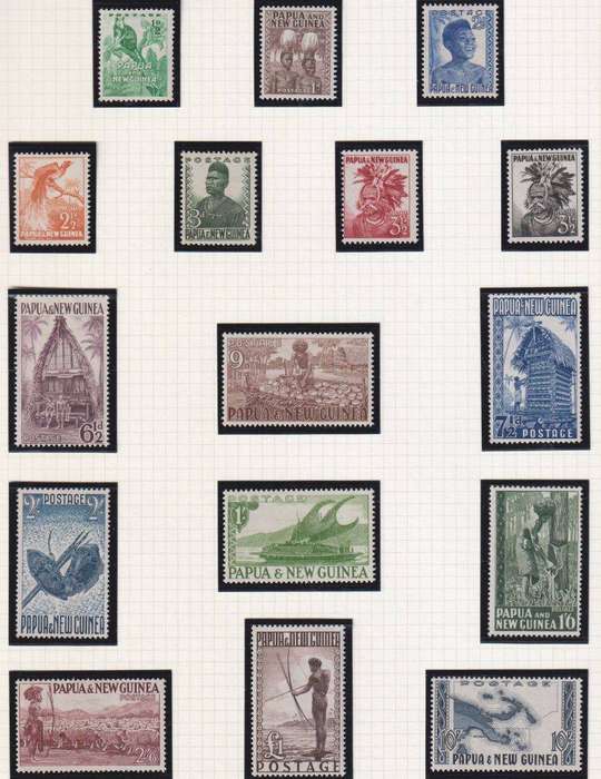 PAPUA NEW GUINEA 1952 KGV1 SET UNMOUNTED MINT SG 1-15 CV  £100
