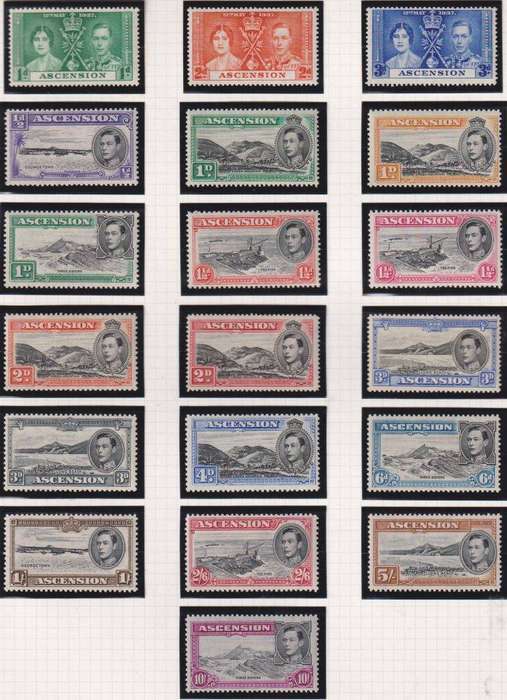 ASCENSION 1937-1949 KGV1 ISSUES FINE MINT - SG 35-7,38b-47a,48-55 CV £336
