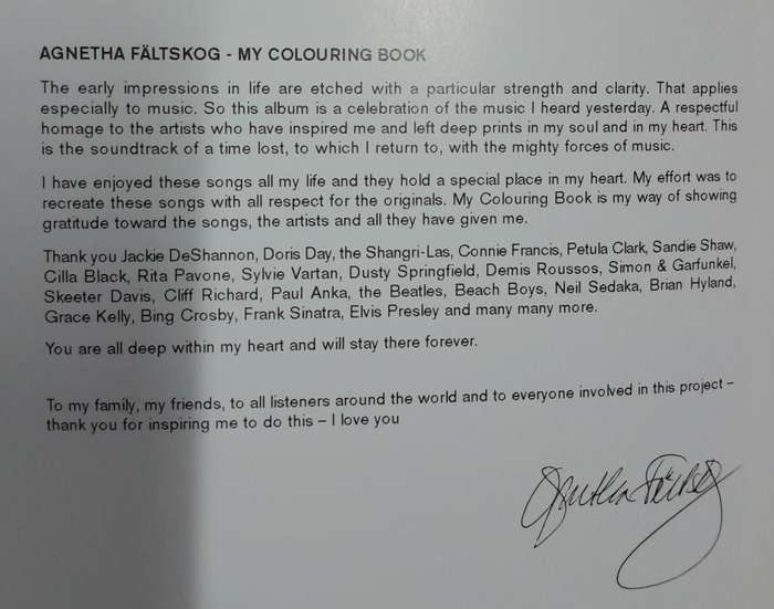 Agnetha Faltskog - My Colouring Book CD