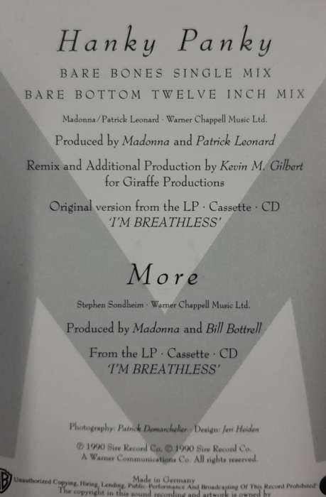 Madonna - Hanky Panky CD Single