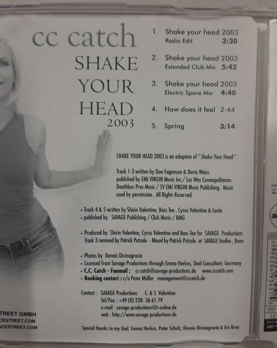CC Catch - Shake Your Head 2003 CDsingle