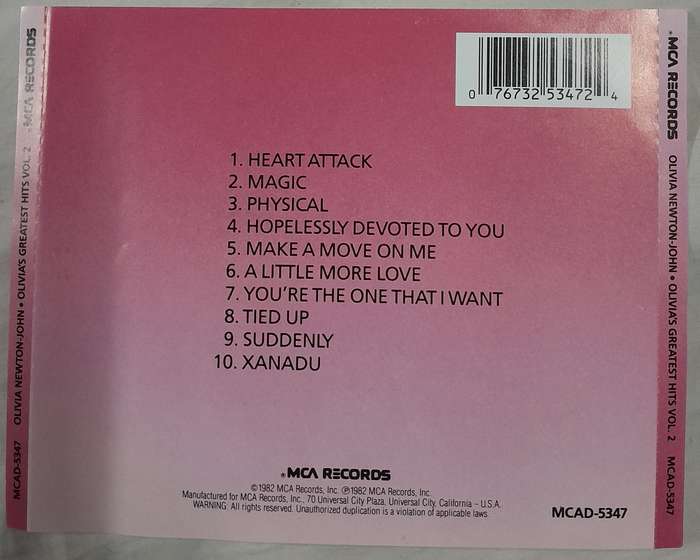 Olivia Newton-John - Greatest Hits Volume 2 CD