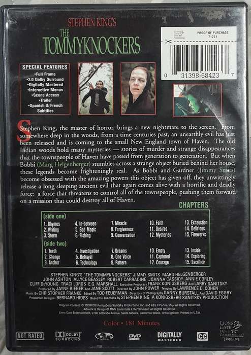 The Tommyknockers DVD (Stephen King, complete miniseries)