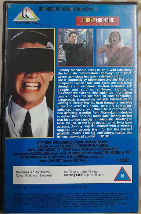 Johnny Mnemonic VHS (Keanu Reeves)