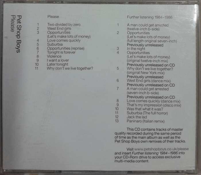 Pet Shop Boys - Please (Further Listening 2CD set)