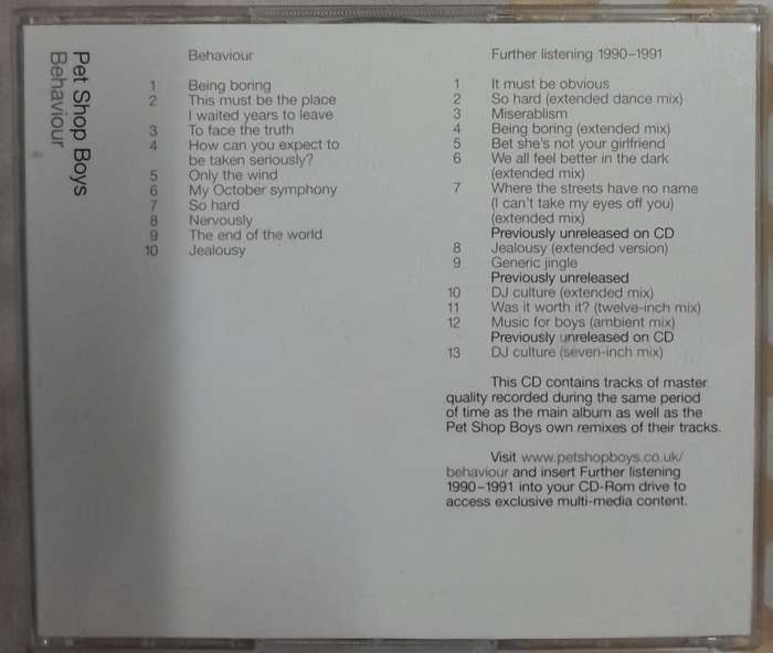 Pet Shop Boys - Behaviour (Further Listening 2CD set)